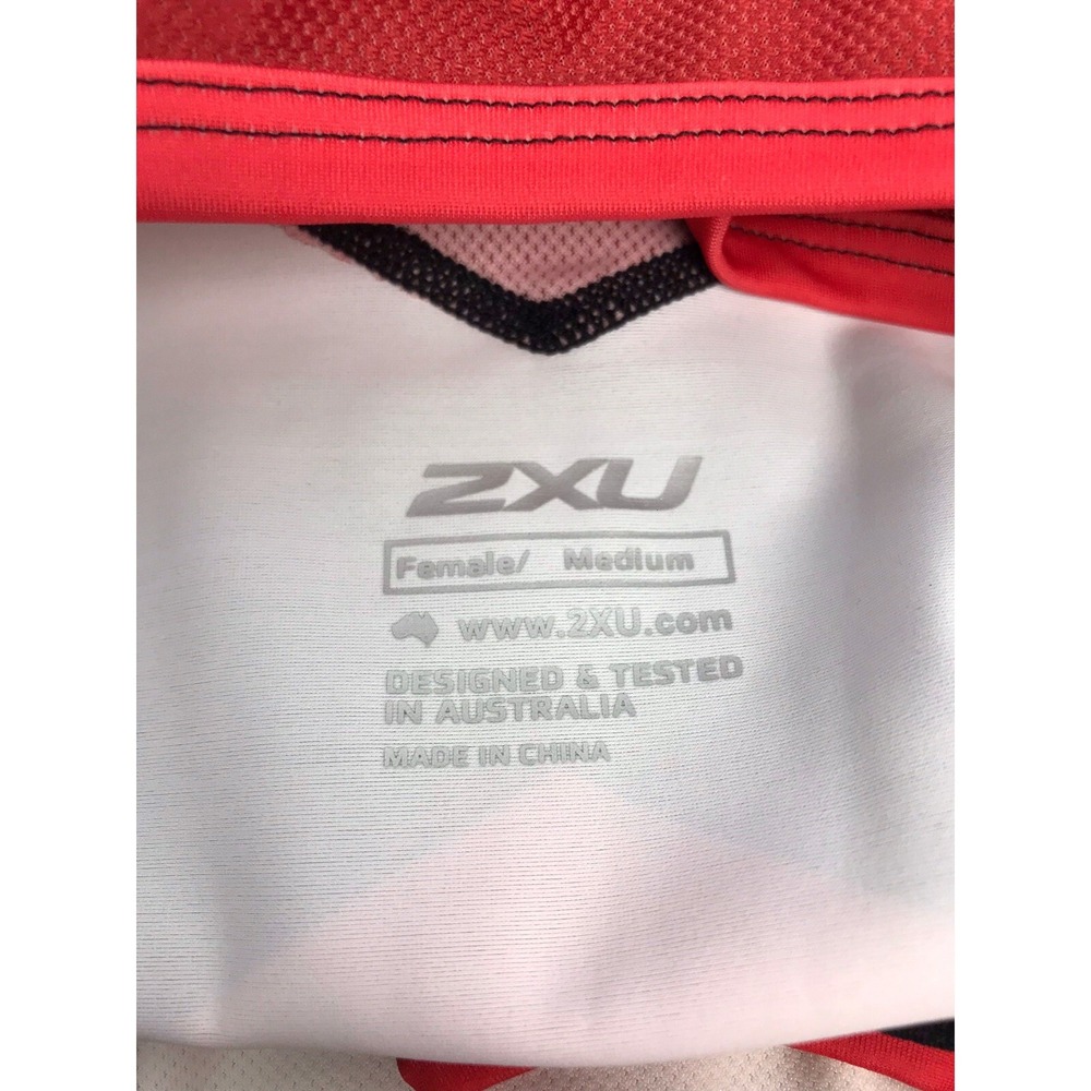 2XU Womens Medium Red And Black No Sleeve Half Zip Athleticwear Cycling Top - Picture 7 of 7